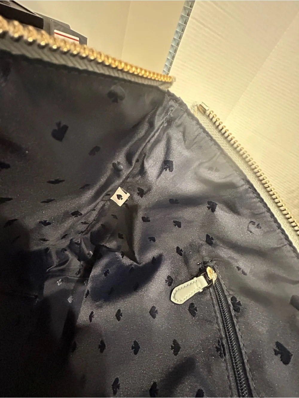 kate spade gray nylon zip-top tote “Kitt” Large